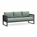 3-Sitzer Gartensofa mit Stahlrahmen und Polyesterkissen rechteckig Salbeigrun Schwarz 200 x 75 x 70 cm