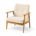Polstersessel mit Armlehnen aus massivem Gummibaumholz in Beige 68 x 76 x 88 cm