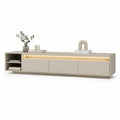 TV-Lowboard mit LED-Beleuchtung 200 x 40 x 50 cm Spanplatte rechteckig Beige
