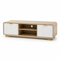 TV-Lowboard 160 x 40 x 50 cm aus MDF mit Eichenfurnier rechteckig Naturweiss