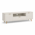 TV-Lowboard 160 x 45 x 50 cm aus MDF rechteckig in Cremeweiss mit Kiefernholzfussen