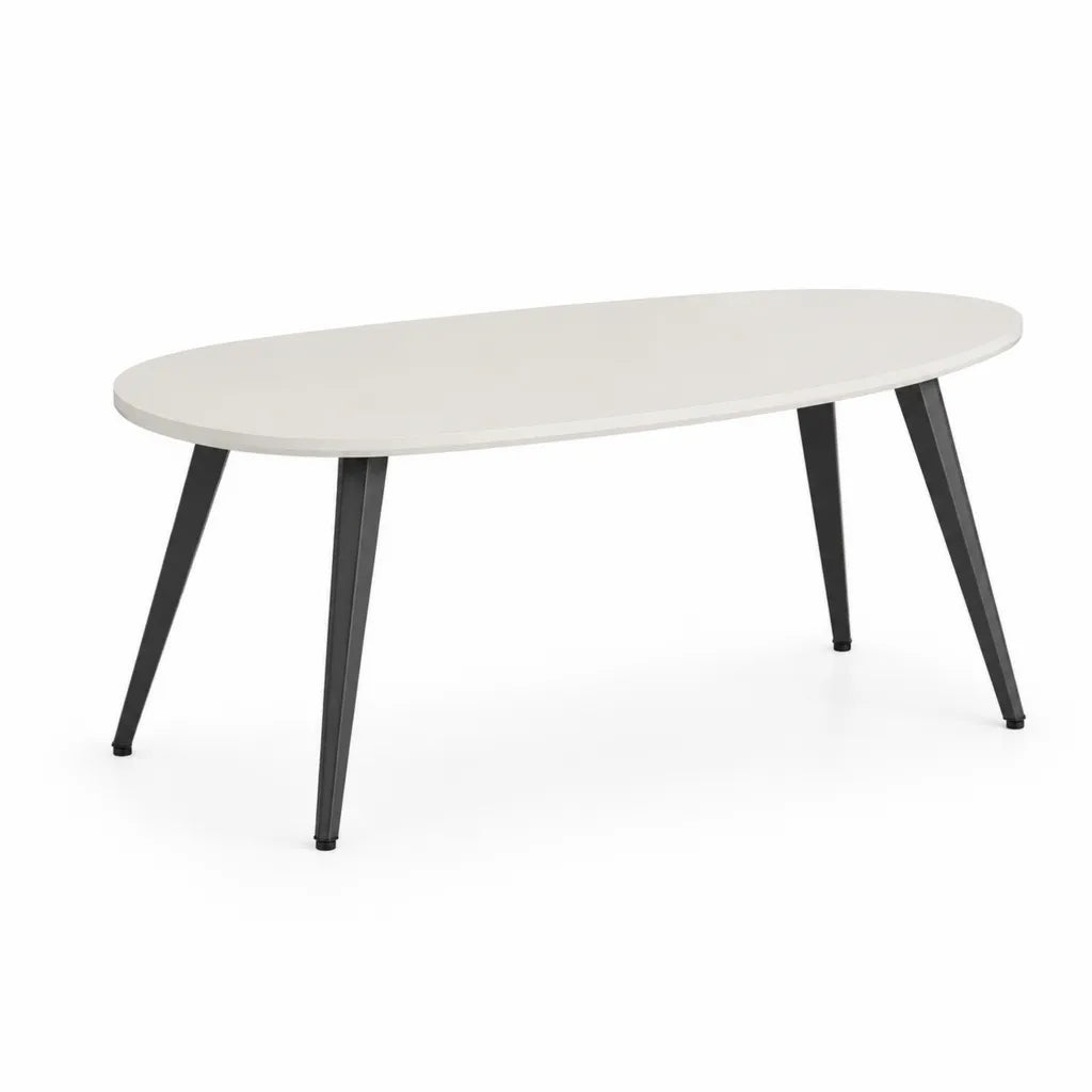 Ovaler Couchtisch 120 x 60 x 45 cm MDF Stahl Weiss Schwarz
