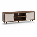 TV-Lowboard 160 x 40 x 60 cm aus MDF mit Walnussdekor rechteckig Walnuss Creme