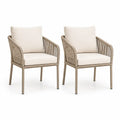2er Set Gartenstuhle mit Armlehnen 60 x 65 x 82 cm Stahl PE-Geflecht Taupe Creme