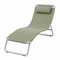 Gartenliege mit Kopfpolster Stahlrohr und Polyester ergonomische Form Olivgrun Silber 137 x 58 x 80 cm