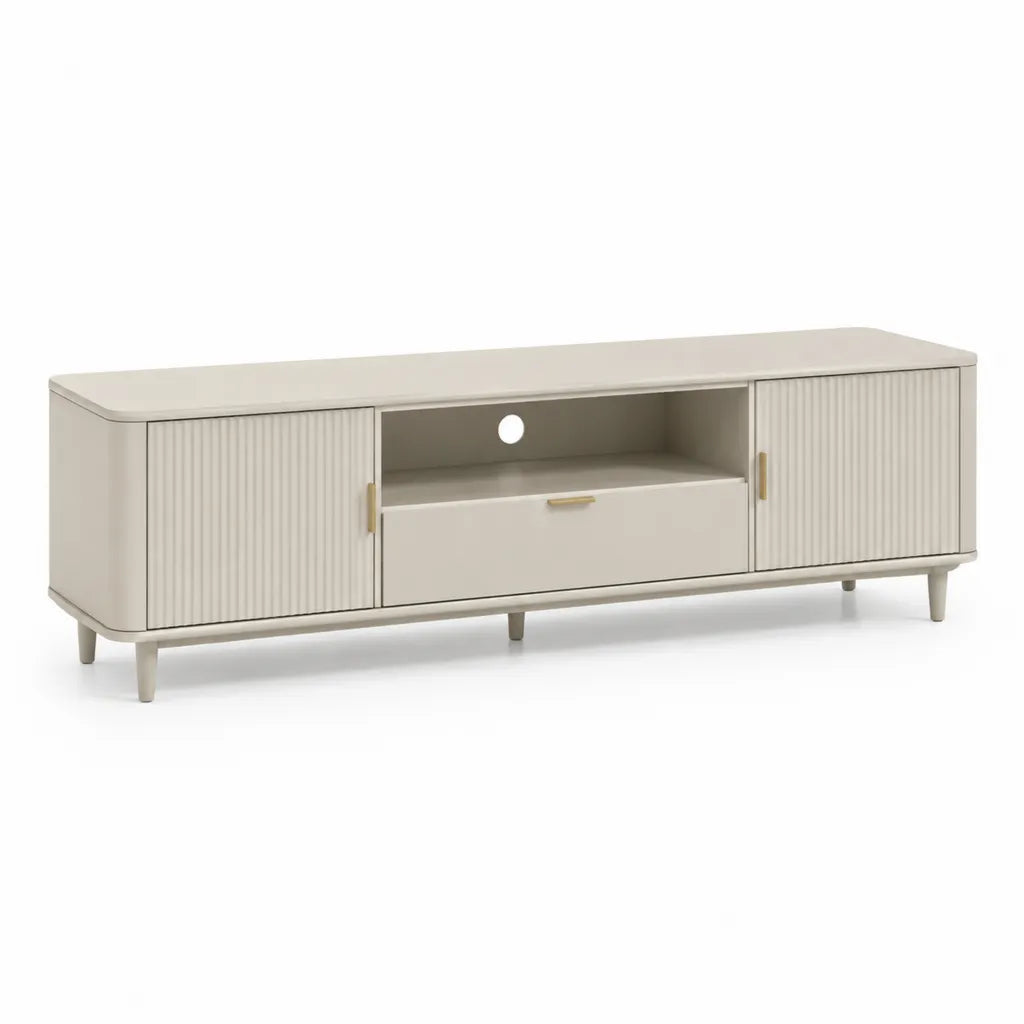 TV-Lowboard aus MDF rechteckig Elfenbein Gold 160 x 40 x 55 cm