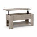 Couchtisch mit hochklappbarer Tischplatte Stauraum Spanplatte rechteckig Greige 100 x 50 x 45 cm