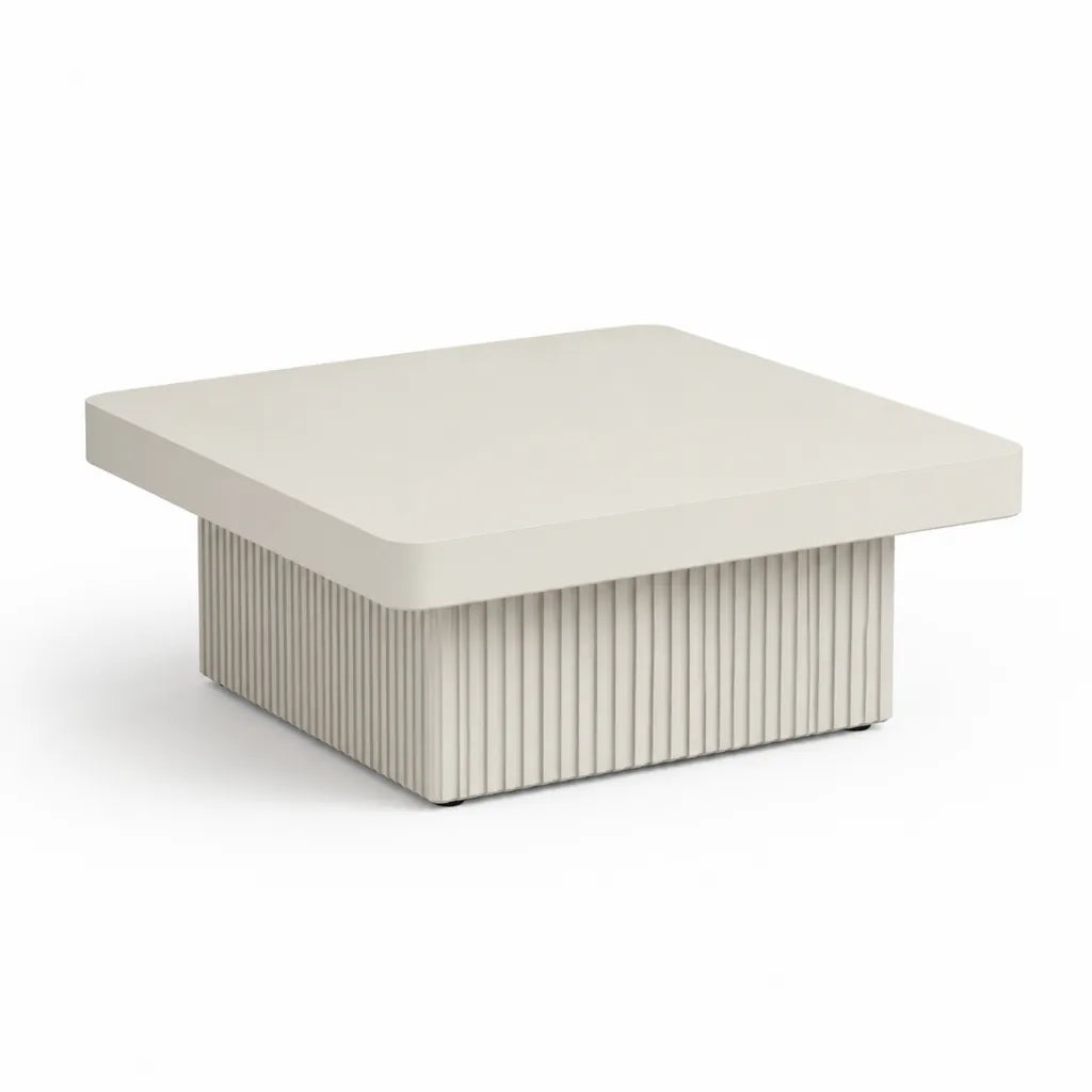 Couchtisch quadratisch 80 x 80 x 35 cm aus MDF cremeweiss