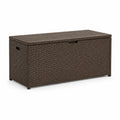 Garten-Aufbewahrungsbox aus PE-Rattan mit Stahrahmen rechteckig Braun 120 x 50 x 60 cm