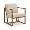 Polstersessel Wohnzimmer mit Massivholzgestell Polyesterbezug rechteckig Beige Walnussbraun 67 x 75 x 82 cm