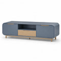 TV-Lowboard 160 x 40 x 55 cm aus MDF und Eichenfurnier rechteckig grau natur