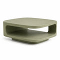 Couchtisch mit offenem Ablagefach 100 x 60 x 35 cm MDF Mikrozement abgerundet Olivgrun
