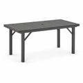 Aluminium Gartentisch rechteckig 180 x 90 x 75 cm mit Lamellenplatte und Schirmloch Anthrazit