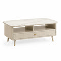 Couchtisch rechteckig 120 x 60 x 45 cm mit Schublade und offenen Fachern MDF gesinterte Steinplatte Weiss Creme