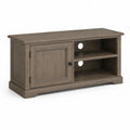 TV-Lowboard mit 2 offenen Fachern und Tur 120 x 40 x 60 cm MDF rechteckig Graubraun