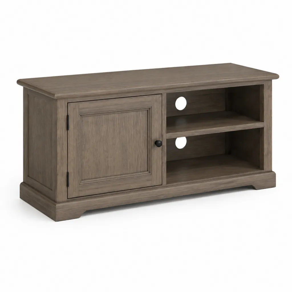 TV-Lowboard mit 2 offenen Fachern und Tur 120 x 40 x 60 cm MDF rechteckig Graubraun