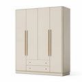 Kleiderschrank mit 4 Drehturen und 2 Schubladen aus melaminharzbeschichteter Spanplatte in Creme Gold 160 x 60 x 200 cm