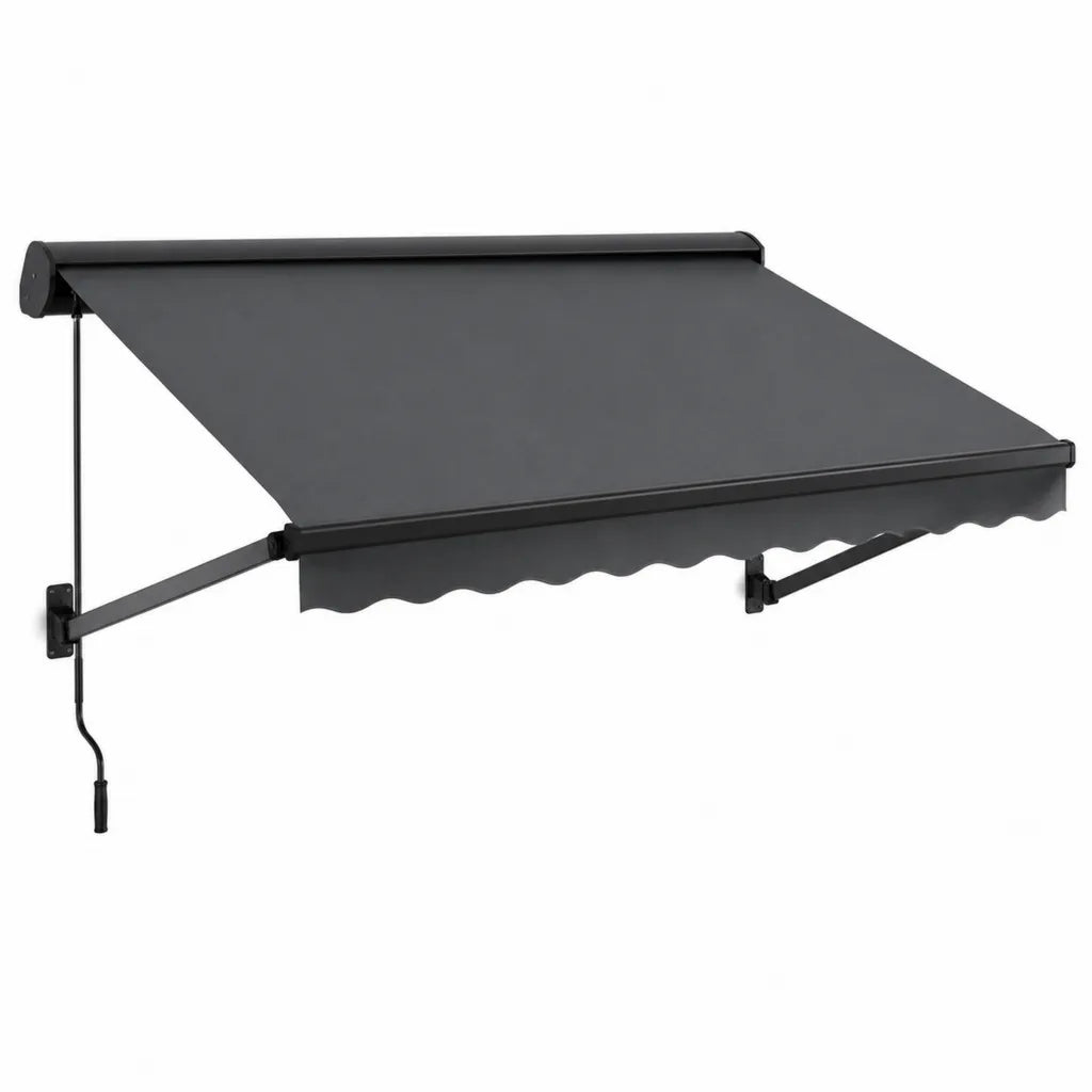 Klemmmarkise Handkurbel 300 x 250 cm Polyester mit PU-Beschichtung Anthrazit