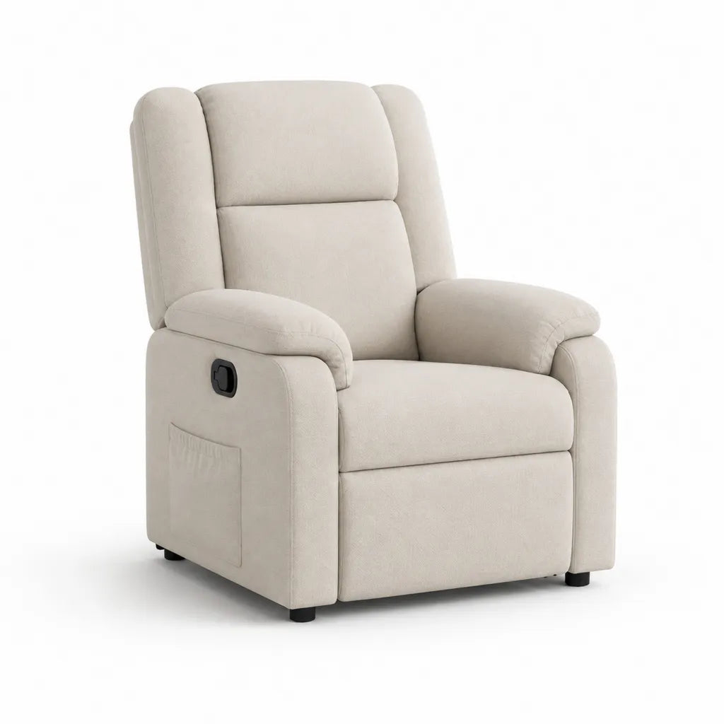 Manueller Relaxsessel Fernsehsessel mit Liegefunktion rechteckige Grundform Polyester Beige 89 x 96 x 102 cm