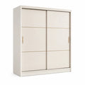 Kleiderschrank Schwebeturenschrank 2 Turen 120 x 60 x 200 cm Spanplatte rechteckig Weiss