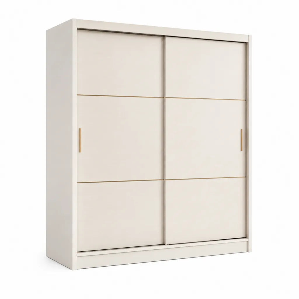 Kleiderschrank Schwebeturenschrank 2 Turen 120 x 60 x 200 cm Spanplatte rechteckig Weiss