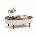 Couchtisch mit Stauraum 120 x 60 x 45 cm MDF oval Nussbaum Weiss