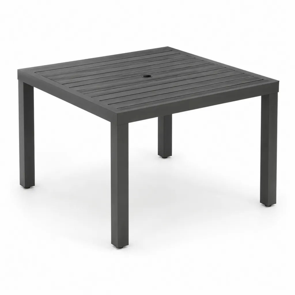 Gartentisch Aluminium quadratisch Anthrazit 90 x 90 x 75 cm mit Sonnenschirmoffnung