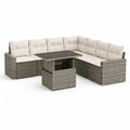Polyrattan Gartenlounge Essgruppe 5-teilig L-Form Grau Creme Ecksofa 250 x 190 cm Tisch 110 x 60 x 68 cm