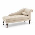 Rechteckige Chaiselongue mit linker Armlehne 170 x 75 x 80 cm Polyester-Samt Creme