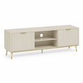 TV Lowboard mit Schiebeturen aus MDF rechteckig cremeweiss gold 160 x 40 x 55 cm