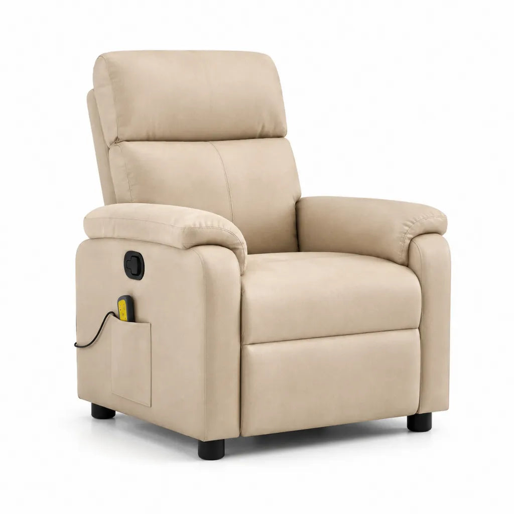 Elektrischer Fernsehsessel mit Aufstehhilfe und Liegefunktion aus Polyester-Mikrofaser Beige 90 x 95 x 105 cm